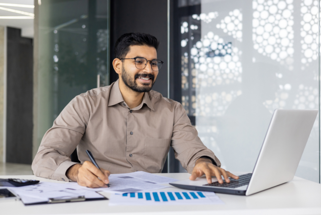 A potential investor with documents to the explain the eb5 visa requirements